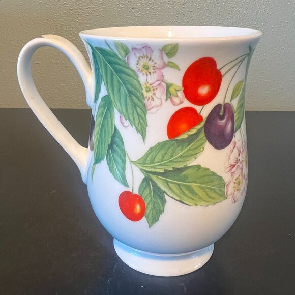 Vtg ROY KIRKHAM Sweet Cherry Fine Bone China Footed Cup ~ Made in England 1999 - Picture 6 of 14